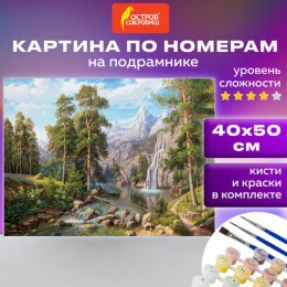 Картина по номерам 40*50см 'Водопад' ОСТРОВ СОКРОВИЩ, на подрамнике, акрил, кисти/уценка