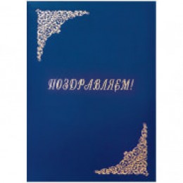 Папка адресная 'Поздравляем!' А4 синяя, бумвинил, OfficeSpace