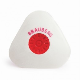 Ластик белый треугольный BRAUBERG 10*45*45мм, с пласт.центровкой