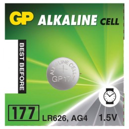 Батарейка GP Alkaline, 177 (G4, LR626), алкалиновая, 1 шт, в блистере 