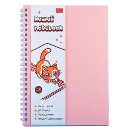 Тетрадь 60л А5 клетка, гребень, 'Kawaii notebook' розовая, ПОЛИНОМ 