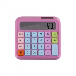 Калькулятор 12 разрядов настольный DEXIN DX-2289, розовый, двойное питание, 138*135мм