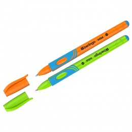 Ручка шариковая 0,7мм для ПРАВШЕЙ светло-синяя BERLINGO 'Initial', корпус оранжевый