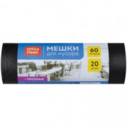 Мешки для мусора 60л 20шт 60*70см, OfficeClean ПНД, 10мкм, прочные, черные