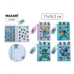 Блокнот 16л 11*16,3см клетка, гребень, 'Ушастик' MAZARI, +наклейки