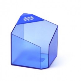 Подставка для бумажного блока 9*9*9см 'Статус' пластик, прозрачно-синяя, площадка для логотипа