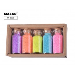 Материалы для творчества Декоративные Блестки MAZARI набор 5 цветов *9г №17, стеклянная колба