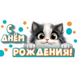 Конверт для денег 'С Днем Рождения!' котик, АВ-принт
