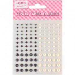 Декоративные стразы, 120шт. акриловые, белые/черные, самоклеящиеся, deVENTE 'Жемчуг' 