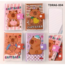 Блокнот А6 линия 'Capybara' Kimira, на кнопке, пласт. обложка, ассорти
