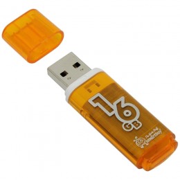 Карта памяти 16Gb Smart Buy 'Glossy' USB 2.0, Flash Drive, оранжевая