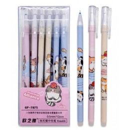 Ручка пиши-стирай гелевая 0,5мм синяя 'Котики' ассорти