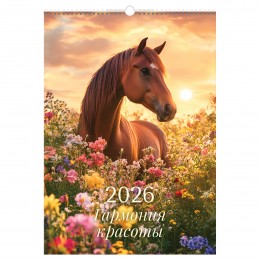 Календарь настенный перекидной 2026г. 'Лошади' BG, 34*48см, на гребне