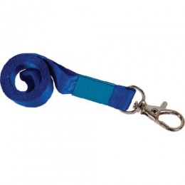 Лента для бейджа (ланъярд) синяя, 40см, металлический карабин, deVENTE