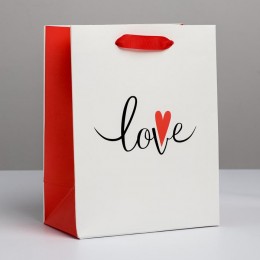 Пакет подарочный 18*23*10см 'Love' ламинированный, вертикальный