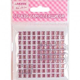 Декоративные стразы, 6мм, 100шт. акриловые, нежно-розовые, самоклеящиеся, deVENTE 'Square' 