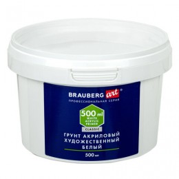 Грунт акриловый 500мл BRAUBERG ART CLASSIC, Белый, в пластиковом ведре