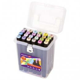 Маркер перманентный ассорти BRAUBERG ART DEBUT 'Черный', двусторонние, пастель цвета, для скетчинга