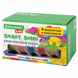 Набор цветного песка 6цв 720гр. кинетический, 4 формочки, BRAUBERG KIDS
