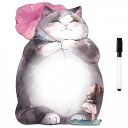 Доска магнитно-маркерная 21*29,3см ФЕНИКС+ 'Кот с зонтиком', 1 маркер в наборе, фигурная вырубка