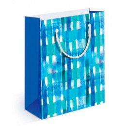 Пакет подарочный 11*13,5*6см 'Голубая клетка' ламинированый, вертикальный, Горчаков