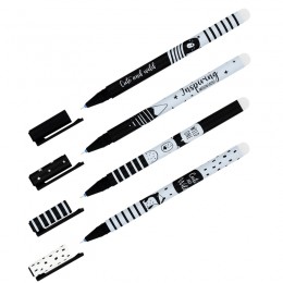 Ручка пиши-стирай гелевая 0,5мм синяя MESHU 'Black<br>white', корпус ассорти, софт-тач