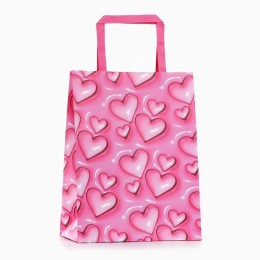 Пакет подарочный 20*11*27,7см 'Сердца' крафт, вертикальный