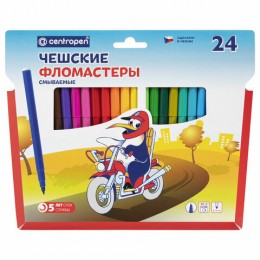 Фломастеры 24цв CENTROPEN 'Пингвины', смываемые/уценка2