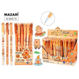 Ручка пиши-стирай гелевая 0,38мм синяя MAZARI 'Капибара', игла