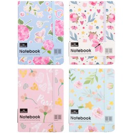 Блокнот А6 80л линия 'Цветочная фантазия' Mikirei, на резинке