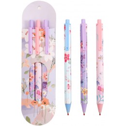 Набор шариковых ручек автомат. 3шт 0,5мм Mikirei 'Цветочная нежность'