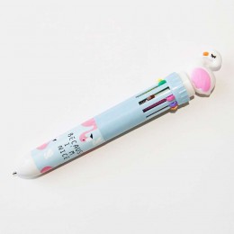 Ручка шариковая 10ти цветная 0,5мм 'Фламинго', 15,5см (3 дизайна)