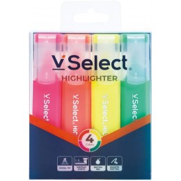 Набор текстмаркеров 4цв 1-5мм VSelect 'Fluorescent Color'