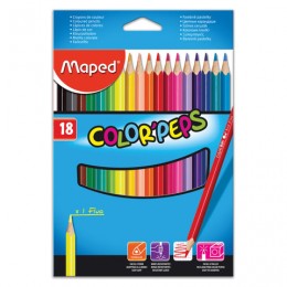 Карандаши 18цв MAPED 'Color Pep's', трехгранные, заточенные, ударопрочные