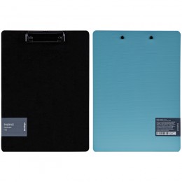 Папка-планшет с прижимом А4 пластик (полифом) аквамарин/черный BERLINGO 'Instinct'