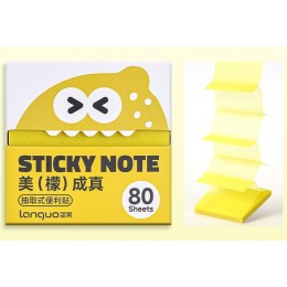 Блок клейкий 76*76мм 80л желтый Languo 'Lemon', Z-сложение, полупрозр. пластик