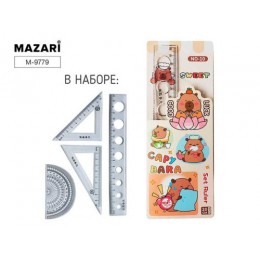 Набор чертежный (линейка 20см, угольник10см 2шт.транспортир) MAZARI 'Капибара'
