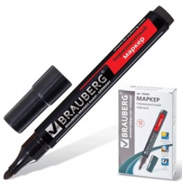 Маркер перманентный черный 3мм BRAUBERG 'Contact', круглый, без клипа