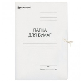 Папка с завязками 280г/м2 мелованная, белый картон BRAUBERG, до 200л