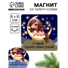 Магнит 'Стирай - судьбу свою узнай!' лошадка, со скретч-слоем, 8*8см