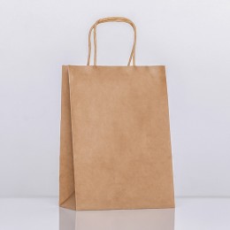 Пакет крафт без печати, круглая ручка 15*21*8 см, 120г/м2