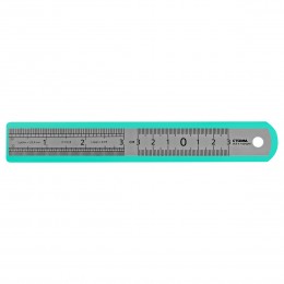 Линейка 15см металл СТАММ, ПВХ чехол с европодвесом