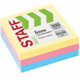 Блок клейкий 50*50мм 300л 3цв. STAFF