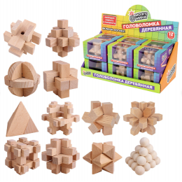 Игра-головоломка МозгоМина деревянная, ассорти, 12 видов