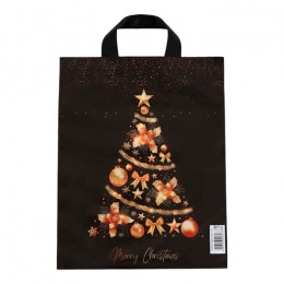 Пакет 28*35см 50мкм 'Золотая ёлочка', полиэтиленовый с петлевой ручкой