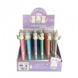 Ручка пиши-стирай гелевая автомат. 0,5мм синяя КОКОС 'Cat unicorn', игла