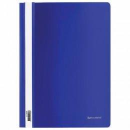 Папка-скоросшиватель А4 прозрачный верх синяя 130/180 мкм BRAUBERG