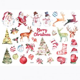 Наклейки акварельные 'Merry Christmas', А5, 14.8x21 см, без линии реза (8 дизайнов), 1 лист CREATIVE