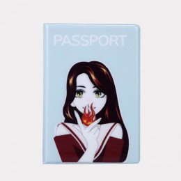 Обложка для паспорта 'Девочка' голубая, 9,5*0,3*13,5см, ПВХ