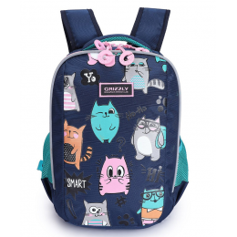 Ранец GRIZZLY 29*38*19см, анатомическая спинка, темно-синий